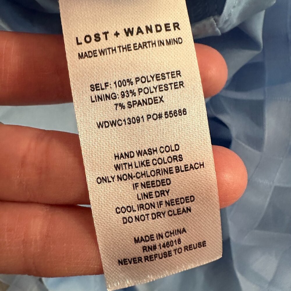 NWT Lost + Wander Baby Blue Grid Mini Dress XS Short Sleeve - Picture 6 of 7